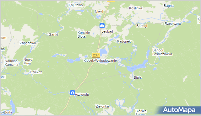 mapa Klocek, Klocek na mapie Targeo