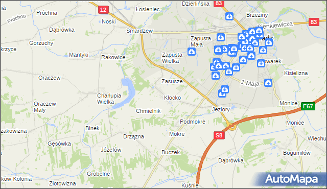 mapa Kłocko, Kłocko na mapie Targeo