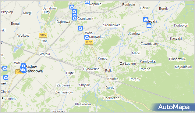mapa Knapy gmina Baranów Sandomierski, Knapy gmina Baranów Sandomierski na mapie Targeo