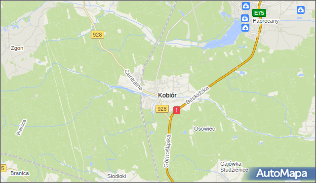 mapa Kobiór, Kobiór na mapie Targeo