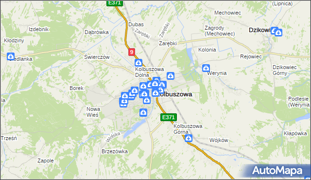 mapa Kolbuszowa, Kolbuszowa na mapie Targeo