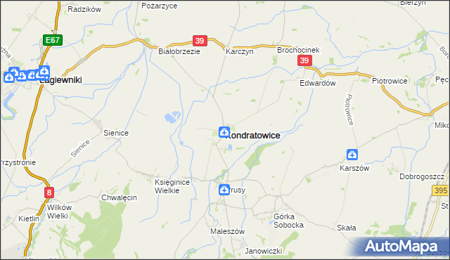 mapa Kondratowice, Kondratowice na mapie Targeo