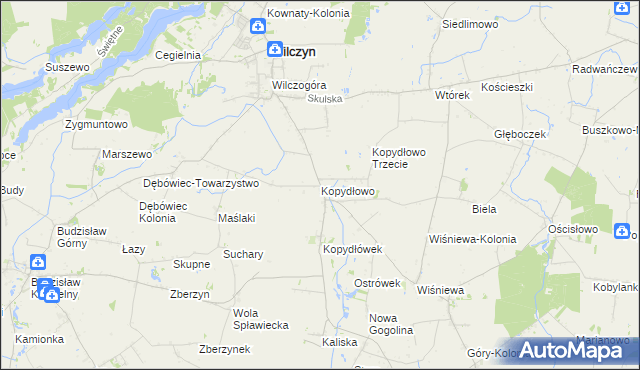 mapa Kopydłowo gmina Wilczyn, Kopydłowo gmina Wilczyn na mapie Targeo