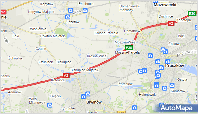 mapa Koszajec gmina Brwinów, Koszajec gmina Brwinów na mapie Targeo