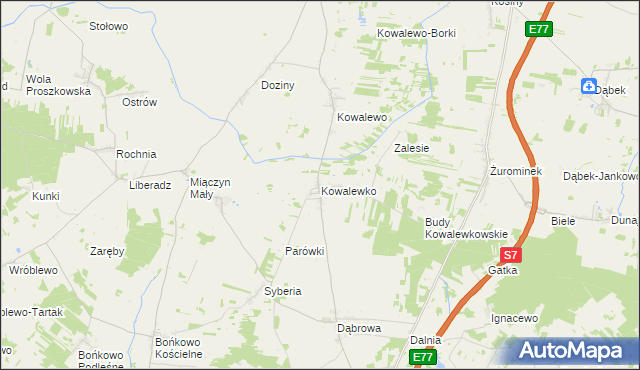 mapa Kowalewko gmina Strzegowo, Kowalewko gmina Strzegowo na mapie Targeo