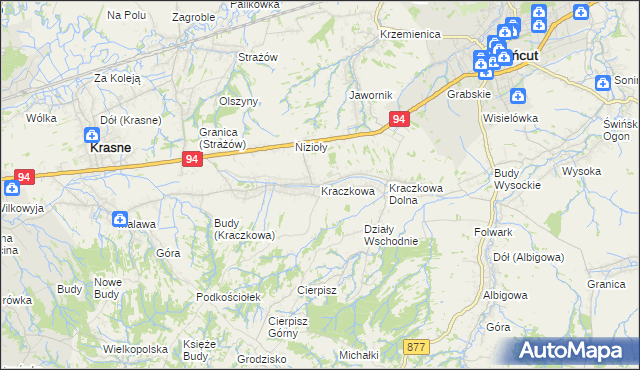 mapa Kraczkowa, Kraczkowa na mapie Targeo