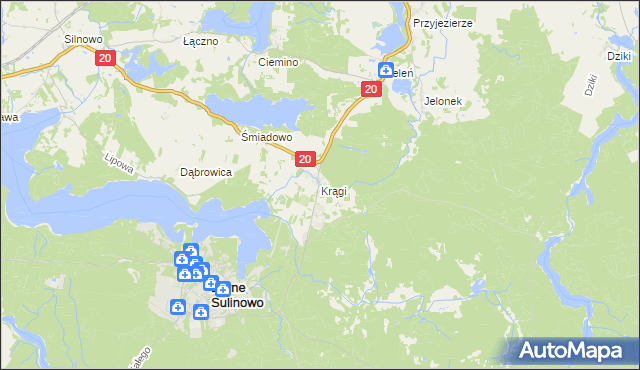 mapa Krągi, Krągi na mapie Targeo