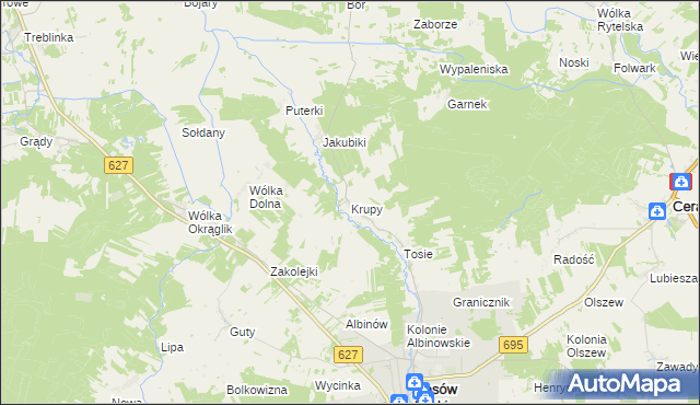 mapa Krupy gmina Kosów Lacki, Krupy gmina Kosów Lacki na mapie Targeo