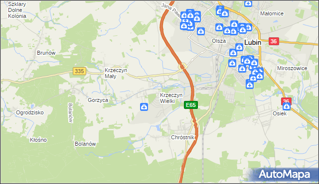 mapa Krzeczyn Wielki, Krzeczyn Wielki na mapie Targeo