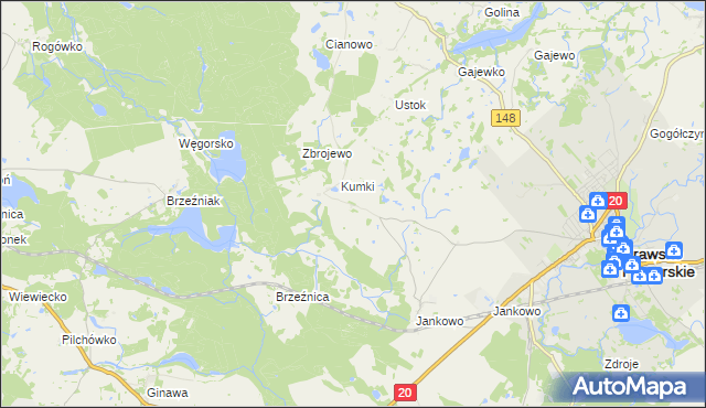 mapa Krzynno, Krzynno na mapie Targeo