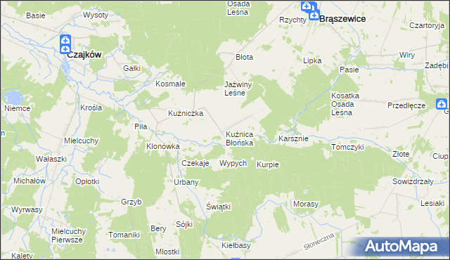 mapa Kuźnica Błońska, Kuźnica Błońska na mapie Targeo
