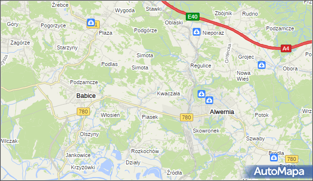 mapa Kwaczała, Kwaczała na mapie Targeo