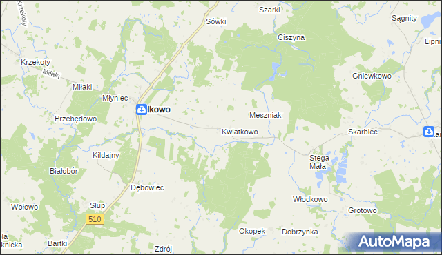 mapa Kwiatkowo gmina Lelkowo, Kwiatkowo gmina Lelkowo na mapie Targeo