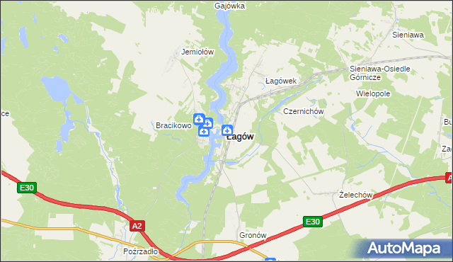mapa Łagów powiat świebodziński, Łagów powiat świebodziński na mapie Targeo