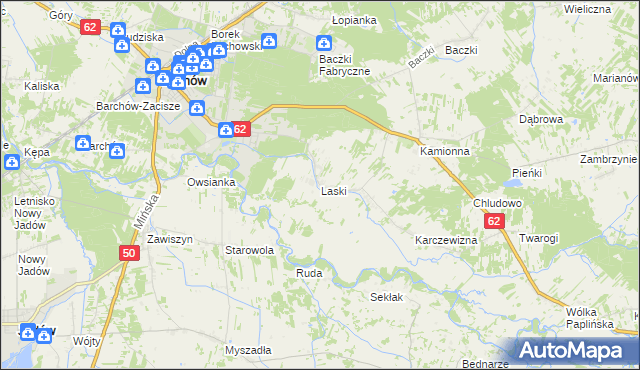 mapa Laski gmina Łochów, Laski gmina Łochów na mapie Targeo
