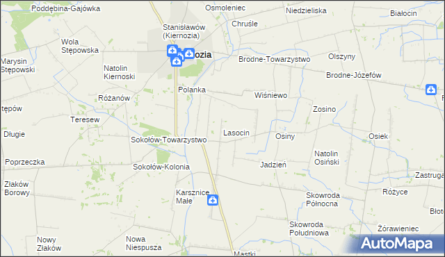 mapa Lasocin gmina Kiernozia, Lasocin gmina Kiernozia na mapie Targeo