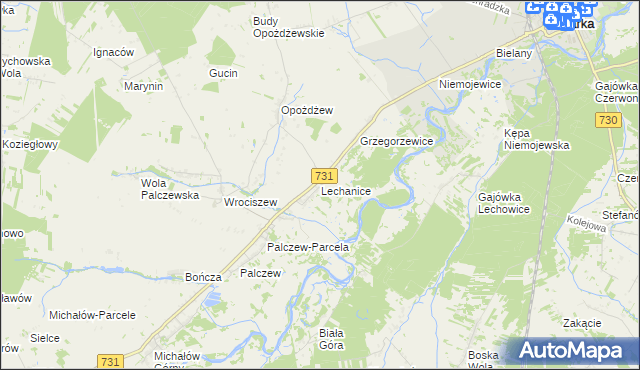 mapa Lechanice, Lechanice na mapie Targeo