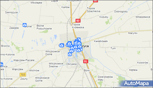 mapa Łęczyca, Łęczyca na mapie Targeo