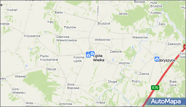 mapa Lgota Wielka powiat radomszczański, Lgota Wielka powiat radomszczański na mapie Targeo