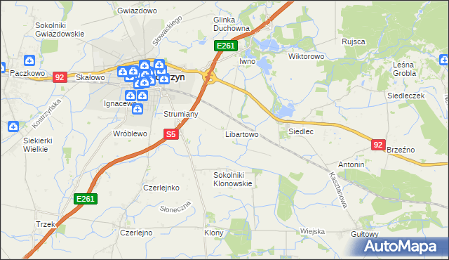mapa Libartowo, Libartowo na mapie Targeo