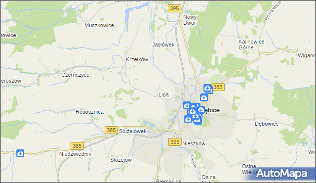mapa Lipa gmina Ziębice, Lipa gmina Ziębice na mapie Targeo