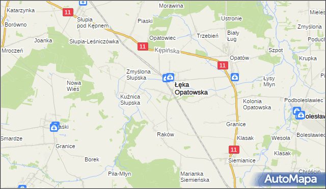 mapa Lipie gmina Łęka Opatowska, Lipie gmina Łęka Opatowska na mapie Targeo