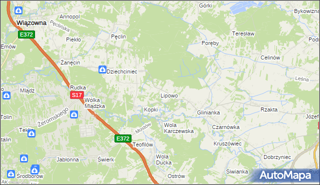 mapa Lipowo gmina Wiązowna, Lipowo gmina Wiązowna na mapie Targeo