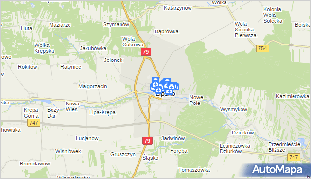 mapa Lipsko, Lipsko na mapie Targeo