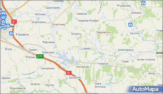 mapa Lisewo gmina Płońsk, Lisewo gmina Płońsk na mapie Targeo