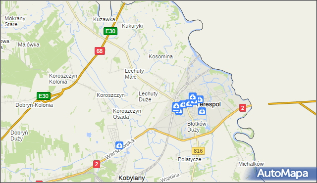 mapa Łobaczew Duży, Łobaczew Duży na mapie Targeo