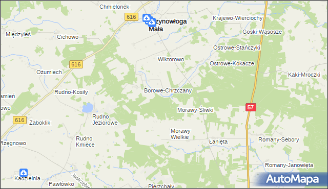 mapa Łoje gmina Krzynowłoga Mała, Łoje gmina Krzynowłoga Mała na mapie Targeo