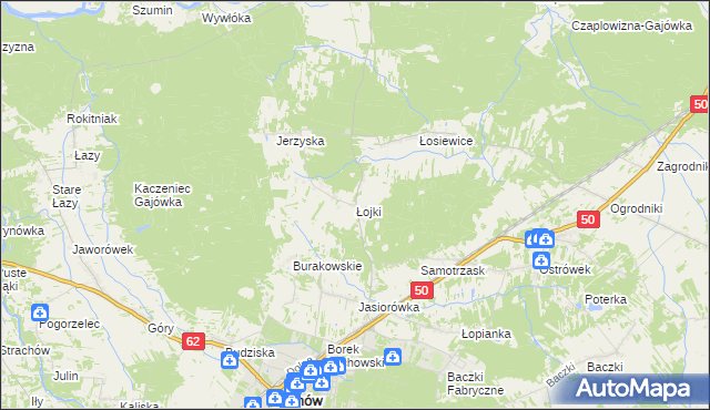 mapa Łojki gmina Łochów, Łojki gmina Łochów na mapie Targeo