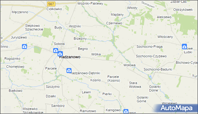 mapa Łoniewo gmina Radzanowo, Łoniewo gmina Radzanowo na mapie Targeo