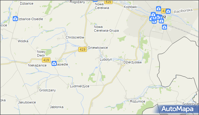 mapa Lubotyń gmina Kietrz, Lubotyń gmina Kietrz na mapie Targeo