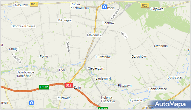 mapa Ludwinów gmina Niemce, Ludwinów gmina Niemce na mapie Targeo