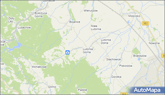 mapa Lutomia Górna, Lutomia Górna na mapie Targeo