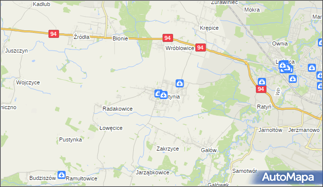 mapa Lutynia gmina Miękinia, Lutynia gmina Miękinia na mapie Targeo