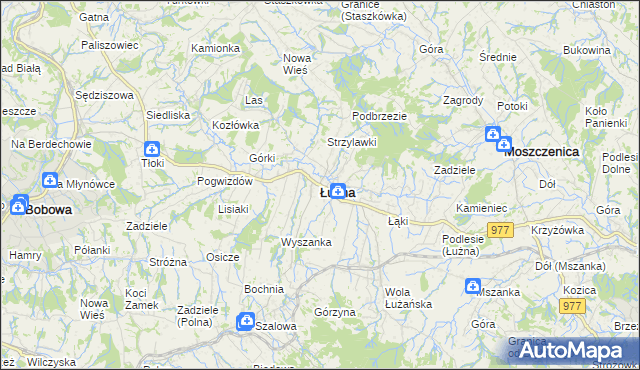 mapa Łużna, Łużna na mapie Targeo
