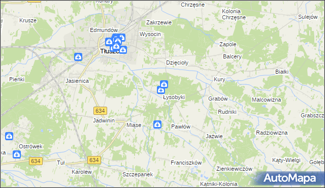mapa Łysobyki, Łysobyki na mapie Targeo