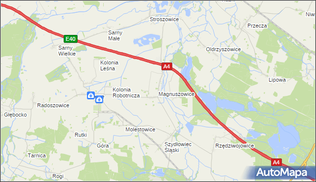 mapa Magnuszowice, Magnuszowice na mapie Targeo
