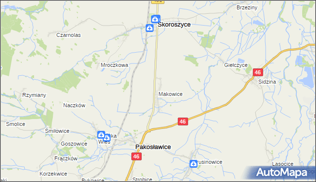 mapa Makowice gmina Skoroszyce, Makowice gmina Skoroszyce na mapie Targeo