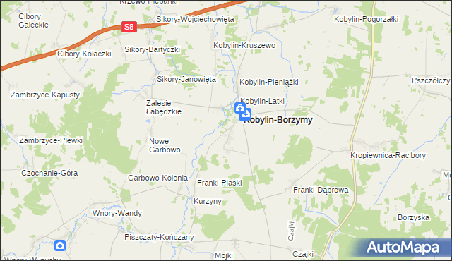 mapa Makowo gmina Kobylin-Borzymy, Makowo gmina Kobylin-Borzymy na mapie Targeo