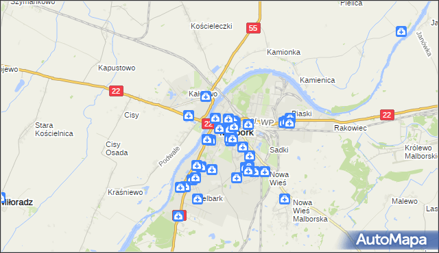mapa Malborka, Malbork na mapie Targeo