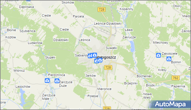 mapa Małogoszcz, Małogoszcz na mapie Targeo