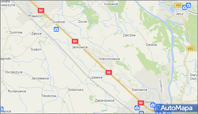 mapa Marcinkowice gmina Oława, Marcinkowice gmina Oława na mapie Targeo