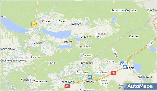 mapa Marianów gmina Gostynin, Marianów gmina Gostynin na mapie Targeo