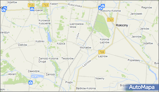 mapa Michałów gmina Rokiciny, Michałów gmina Rokiciny na mapie Targeo