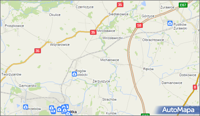 mapa Michałowice gmina Sobótka, Michałowice gmina Sobótka na mapie Targeo