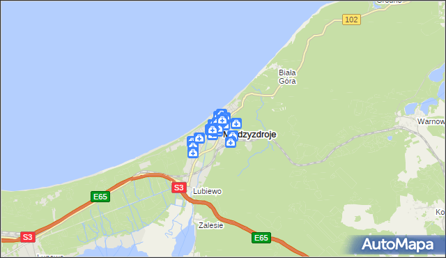 mapa Międzyzdroje, Międzyzdroje na mapie Targeo