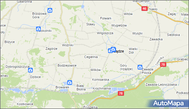 mapa Mikołajewice gmina Irządze, Mikołajewice gmina Irządze na mapie Targeo